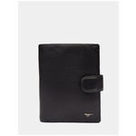 Портмоне с отделением для автодокументов и паспортом, кошелек мужской, бумажник водителя, черный - изображение