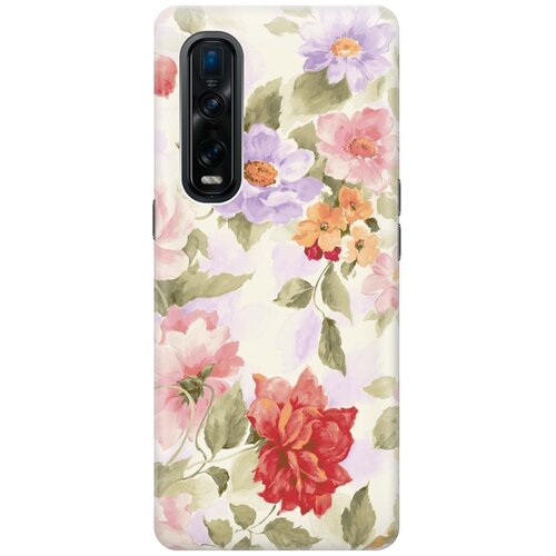 фото Cиликоновый чехол на oppo find x2 pro / оппо файнд х2 про с принтом "нежные цветы" gosso
