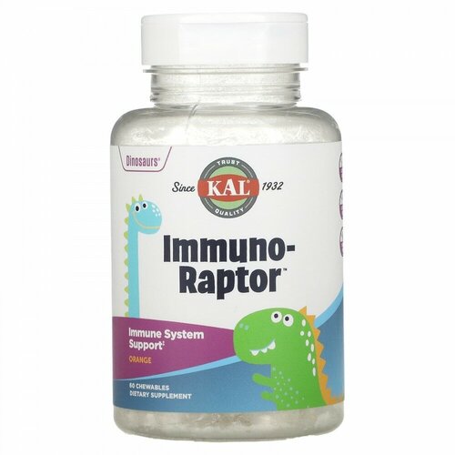 KAL, комплекс витаминов для детей, Immuno-Raptor, со вкусом апельсина, 60 жевательных таблеток