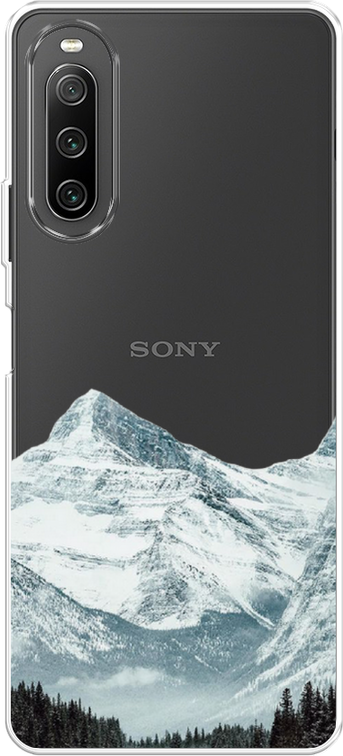 Силиконовый чехол на Sony Xperia 10 IV / Сони Иксперия 10 IV Горы арт 1, прозрачный