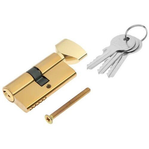 Цилиндровый механизм, 60 мм, с вертушкой, английский ключ, 3 ключа, золото механизм цилиндровый vrata ll цм70 алюминий 3 ключа золото