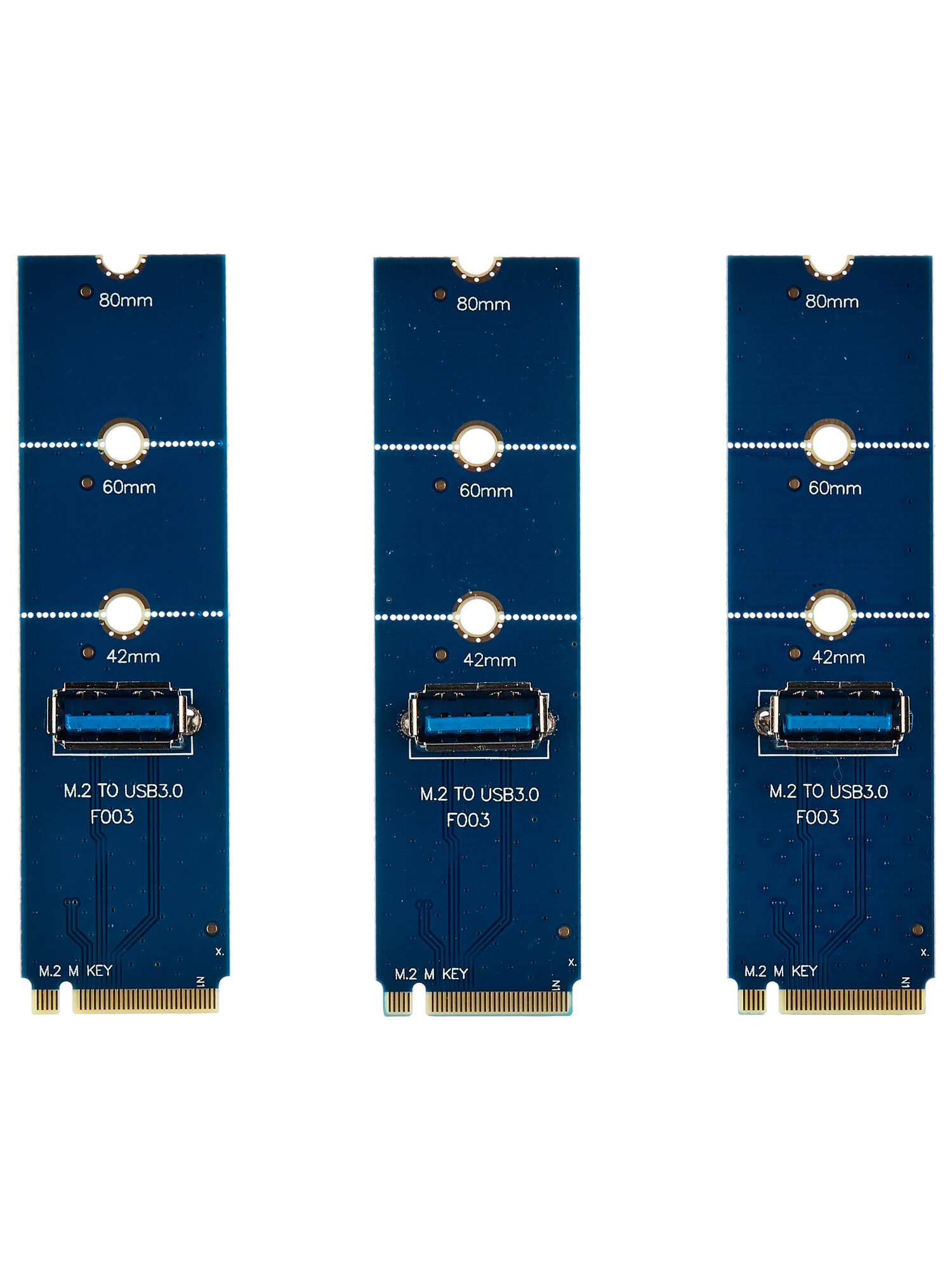 Адаптер переходник GSMIN DP20 NGFF M.2 - USB 3.0 для PCI-E преобразователь 3 штуки (Синий)