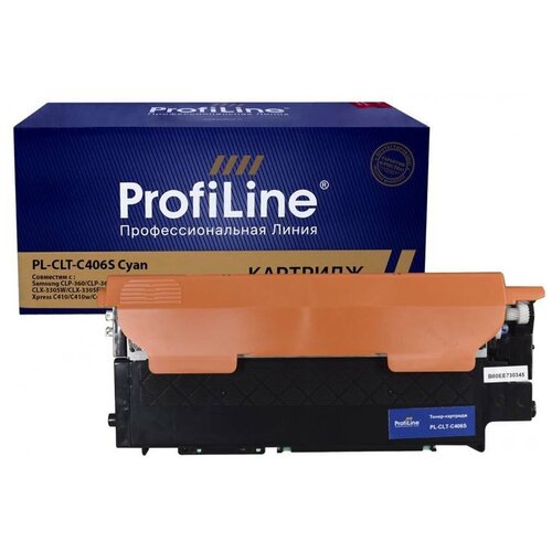 Картридж ProfiLine PL-CLT-C406S-C, 1000 стр, голубой картридж profiline pl clt c409s c 1000 стр голубой