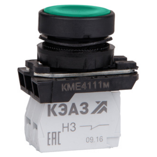 Кнопка КМЕ4111м-зелёный-1но+1нз-цилиндр-IP40-КЭАЗ | код 248242 | КЭАЗ (4шт. в упак.)