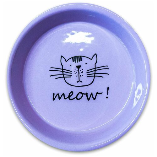 Миска керамическая Mr.Kranch для кошек MEOW сиреневая 200 мл (0,2 л) миска с крышкой vetta 2л пластик сиреневая