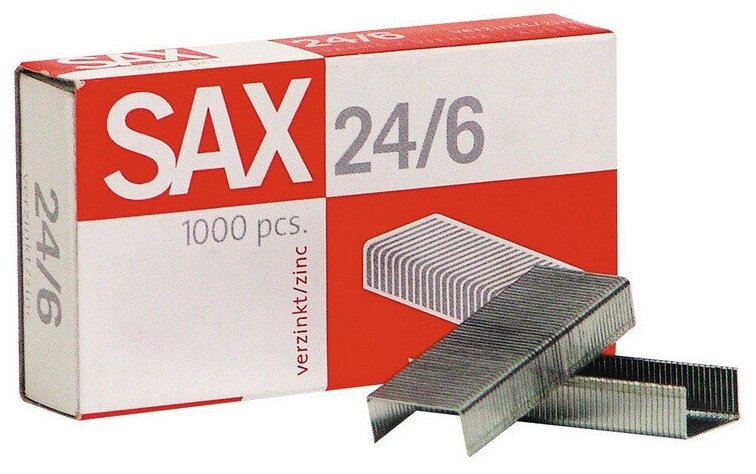 Скобы для степлера №24/6 Sax оцинкованные (1000 штук в уп) 108532