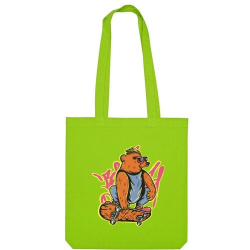 Сумка шоппер Us Basic, зеленый сумка медведь на скейте зеленый