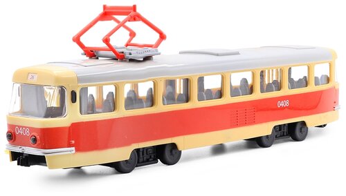 Трамвай Play Smart Автопарк Tatra T3SU 9708A 1:54, 28 см, красный/бежевый/серый