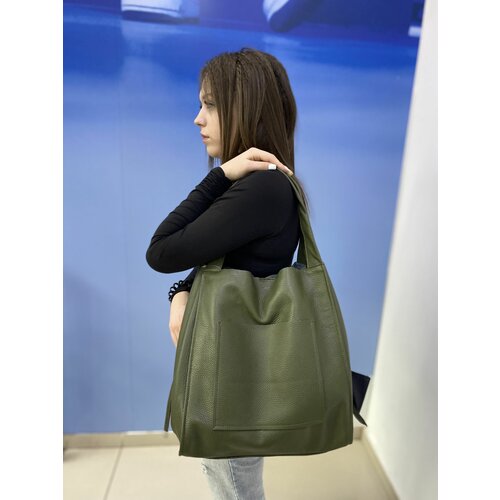 Сумка шоппер , фактура гладкая, зеленый сумка шоппер фактура гладкая синий зеленый