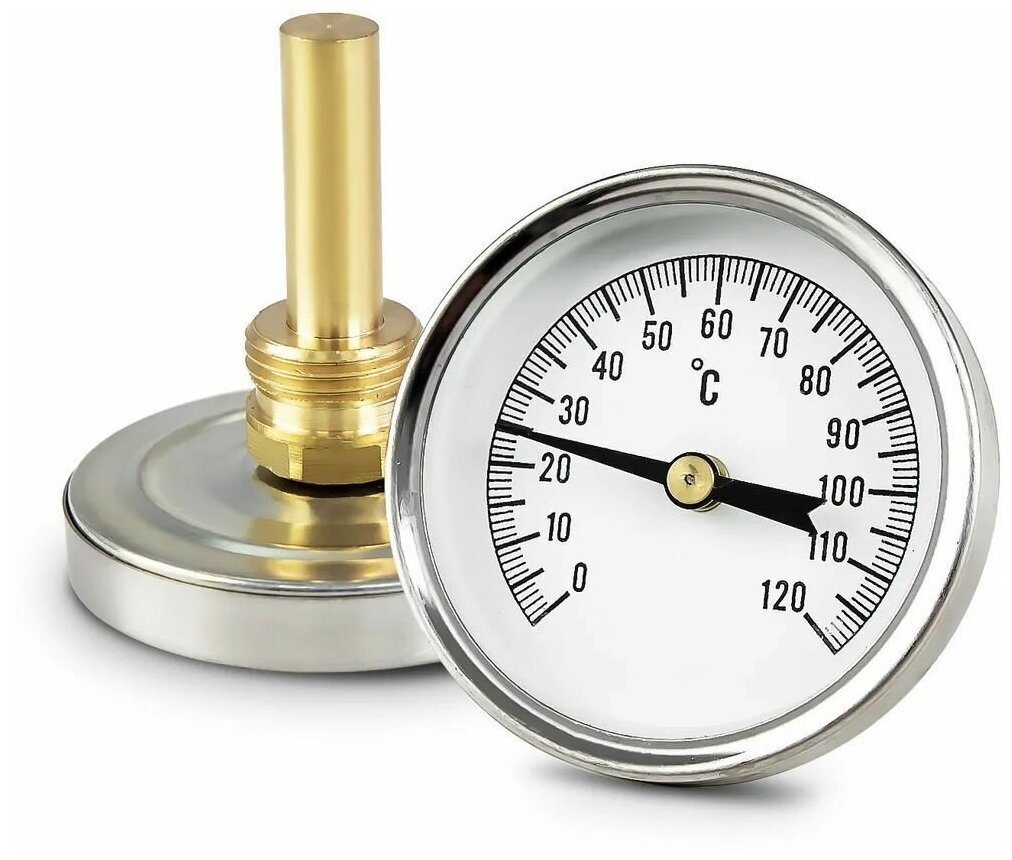 Термометр биметаллический 0.120 С с гильзой 1/2