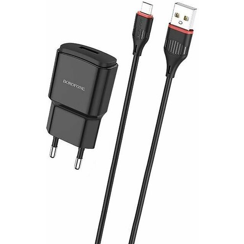 СЗУ Micro USB 2.1A BA48A Borofone (EU) черный сзу type c 2 1a ba49a borofone eu белый