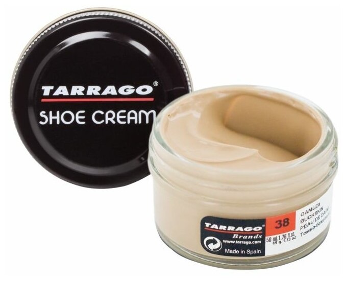 Крем для обуви Shoe Cream TARRAGO, цветной, банка стекло, 50 мл. (038 (buckskin) оленья кожа) - фотография № 1