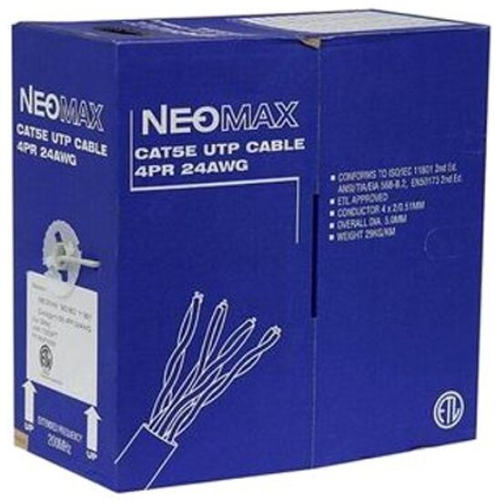 Кабель NEOMAX U/UTP cat.5e 4x2x0.46, 25 AWG, Медь, внутренний, PVCLS нг(А)-LSLTx, 305м, зеленый (NM711021) - фото №2