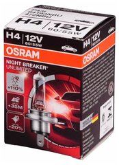 Лампа автомобильная галогенная OSRAM NIGHT BREAKER UNLIMITED 64193NBU H4 +110% 60/55W P43t-38 3900K 1 шт.