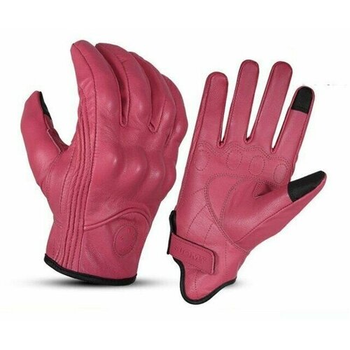 Мотоперчатки перчатки кожаные Suomy SU-14 для мотоциклиста на мотоцикл скутер мопед квадроцикл, розовые, L