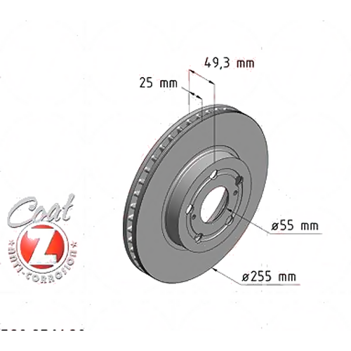 ZIMMERMANN 590.2561.20 (4351220470 / 4351220480 / 4351220700) диск тормозной (Комплект 2 штуки)