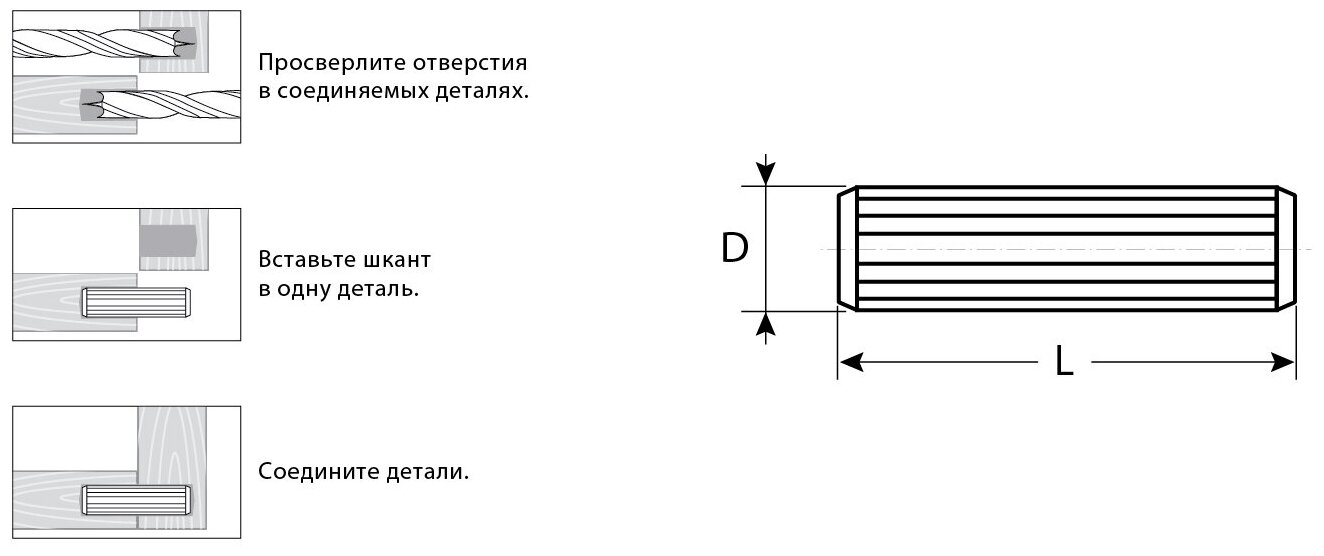 ЗУБР 10 x 45 мм, шканты мебельные буковые, 8 шт (4-308016-10-45)