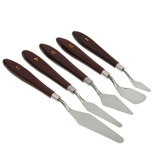 фото Доляна набор лопаток кондитерских, 5 шт. 1685256, коричневый/хромированный