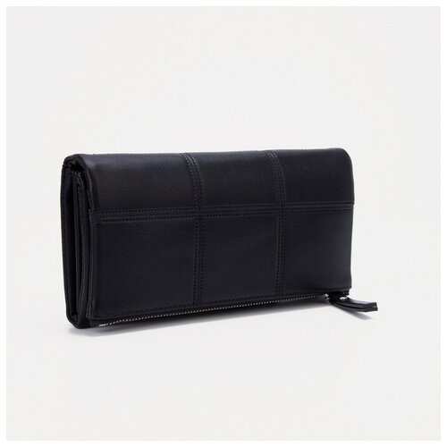 фото Кошелек flap, на магните, 3 отделения для банкнот, отделение для монет, черный, розовый