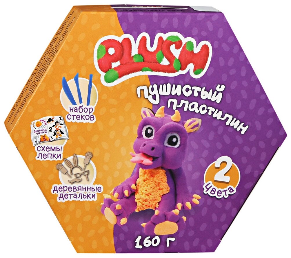 Пластилин Plush пушистый, цвет: фиолетовый/оранжевый - фото №1