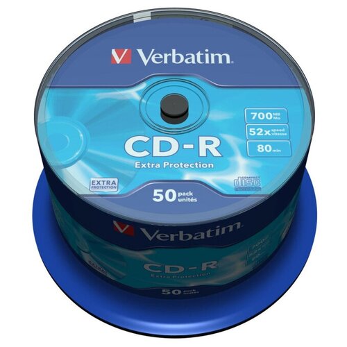 комплект 5 упаковок носители информации cd r 52x verbatim extra protection cake 50 43351 Носители информации CD-R, 52x, Verbatim Extra Protection, Cake/50, 43351