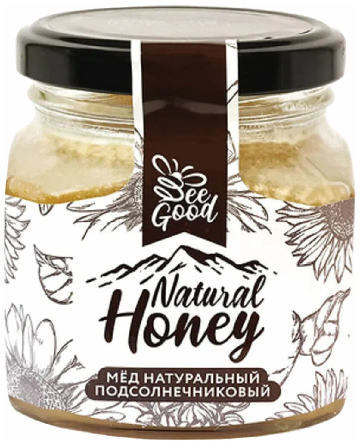 Мёд NATURAL HONEY натуральный подсолнечниковый, 330 г, стеклянная банка