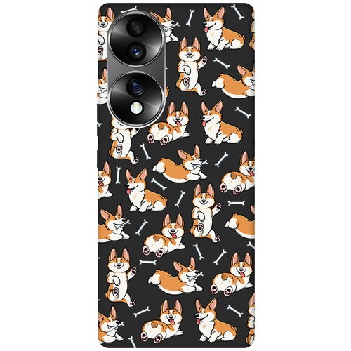 Матовый чехол Corgi Pattern для Honor 70 / Хонор 70 с 3D эффектом черный матовый чехол boxing для honor 70 хонор 70 с 3d эффектом черный