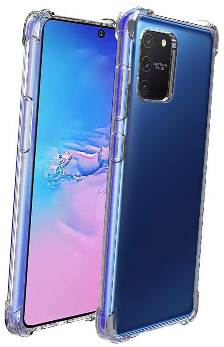 Противоударный силиконовый чехол для телефона Samsung Galaxy S10 Lite и A91 / Ударопрочный чехол на Самсунг Галакси С10 Лайт и А91 / Прозрачный