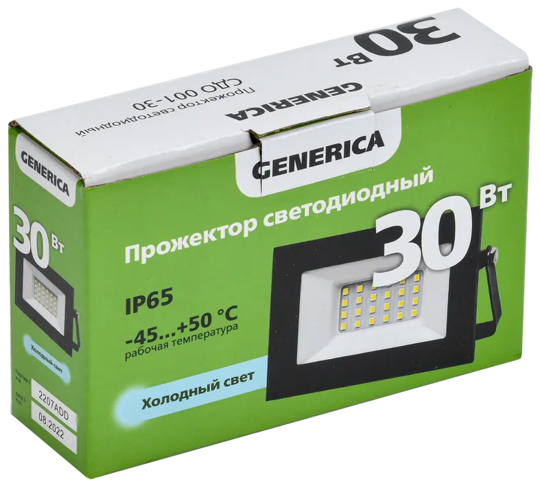 Прожектор светодиодный СДО 001-30 6500К IP65 черн. GENERICA LPDO501-030-65-K02-G - фотография № 3