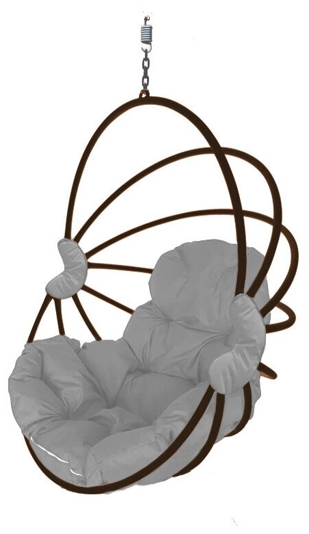 Подвесное кресло веер разборный коричневое (без стойки), серая подушка - фотография № 1
