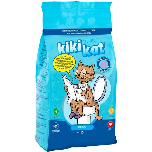 Наполнитель KikiKat супер-белый для кошачьего туалета, комкующийся, бентонитовый, 10 л