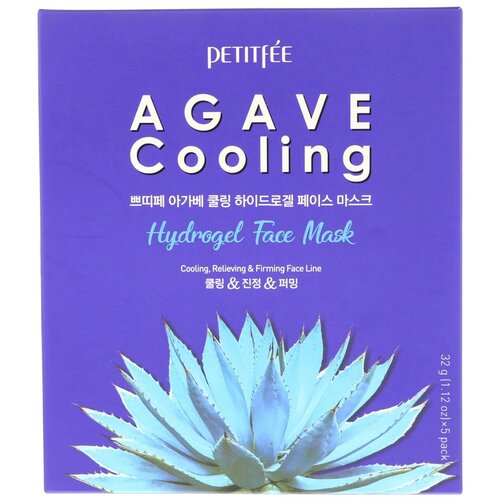 Petitfee Охлаждающая гидрогелевая маска для лица с экстрактом агавы Agave Cooling Hydrogel Face Mask, 160 г, 32 мл, 5 уп. 300gram shiitake extract 50% polysaccharides lentinula edodes extract powder