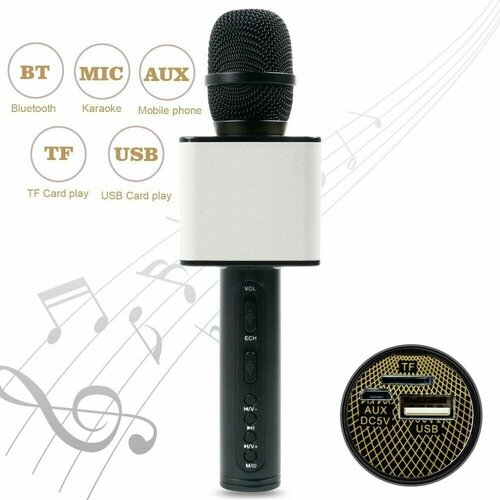 Микрофон (Bluetooth, динамики, USB) SDRD SD-08 Черный микрофон беспроводной bluetooth динамики usb wster ws 900 розовый