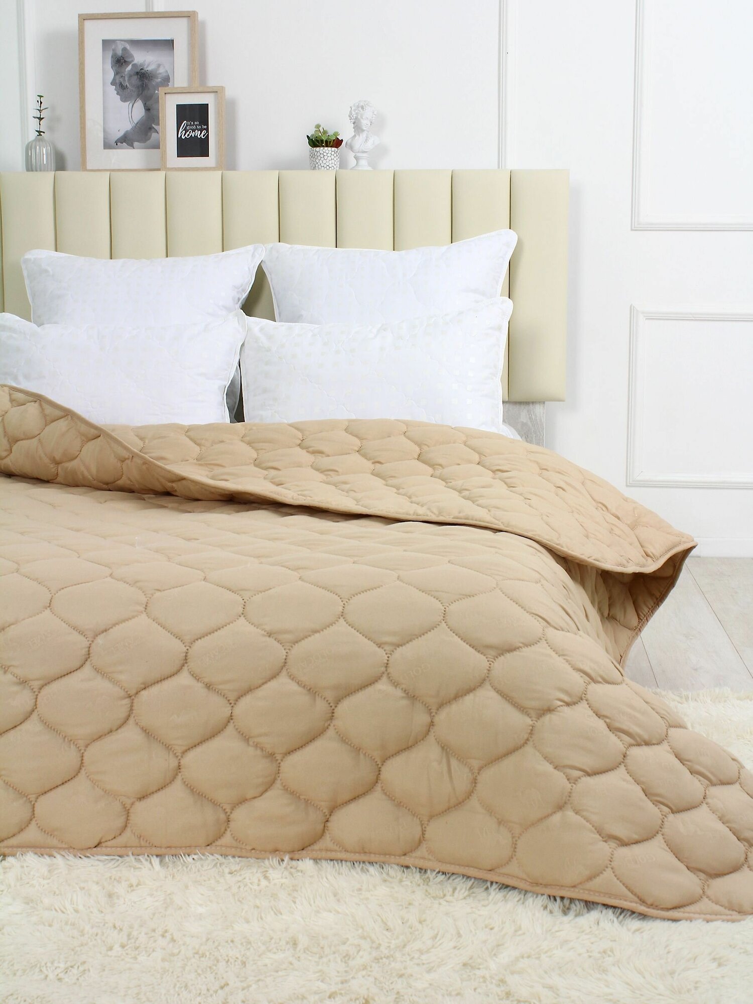 Одеяло "Верблюжья шерсть" полновесное, 2-х спальное, в микрофибре, плотность 300 г/м2 - фотография № 3
