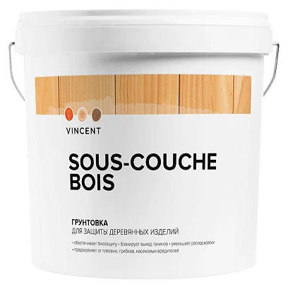 Грунтовка Vincent Sous couche bois / Винсент Су Куш Буа для защиты деревянных изделий, 0.9л, бесцветный