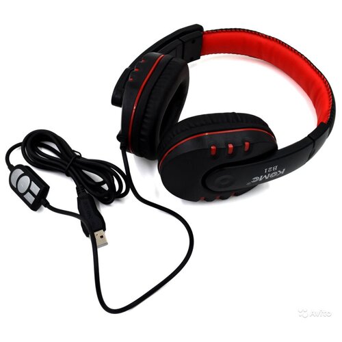 Наушники проводные KOMC B21 GAME головные черно-красный