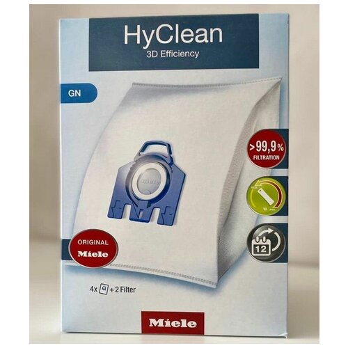 Мешки пылесборники Miele GN HyClean 3D для пылесоса Миле одноразовые для мусора дома - 4шт, Фильтр мотора - 2шт