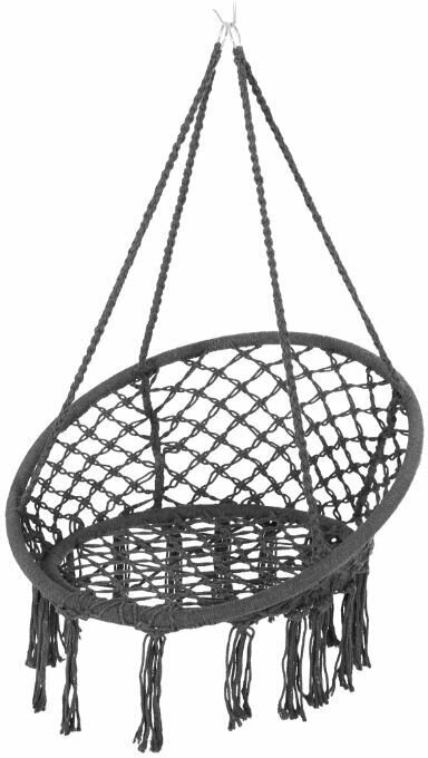 Кресло гамак качели садовые с бахромой 82x131 см хлопок цвет тёмно-серый - фотография № 7