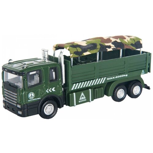 Машинка Autogrand Junior Motors Military Autotruck (34136) 1:48, 15 см, зеленый/темно-коричневый/бежевый игрушечная машина грузовик medium с грузом микс