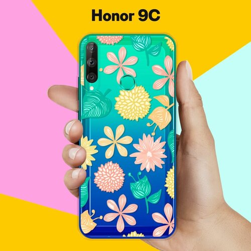 Силиконовый чехол на Honor 9C Узор из цветов / для Хонор 9Ц силиконовый чехол узор из цветов на honor 9c