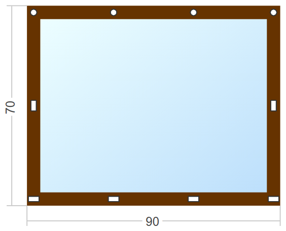 Мягкое окно Софтокна 90х70 см съемное, Скоба-ремешок, Прозрачная пленка 0,7мм, Коричневая окантовка, Комплект для установки - фотография № 3