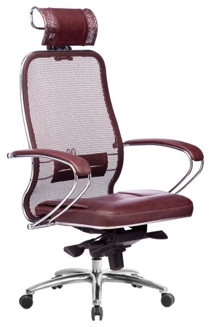 Компьютерное кресло Метта Samurai SL-2.04 офисное, обивка: искусственная кожа/текстиль, цвет: темно-бордовый