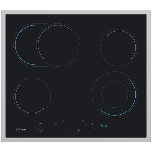 Электрическая варочная панель Candy CH64EXFP с рамкой цвет панели черный цвет рамки серебристый 2219000₽