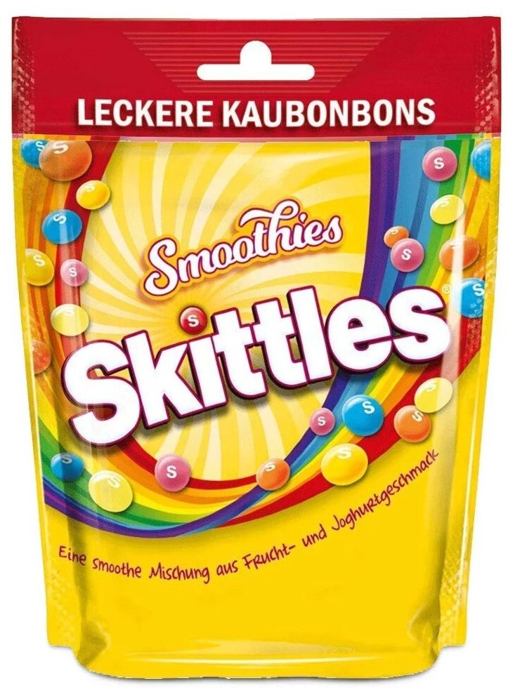 Жевательное драже Skittles Smoothies, со вкусом фруктовых смузи, 160 гр