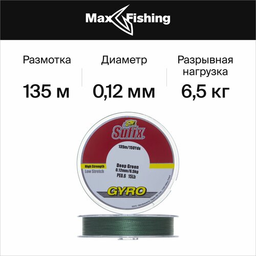 шнур плетеный sufix matrix pro 0 18мм 135м midnight green Шнур плетеный Sufix Gyro Braid 0,12мм 135м (green)