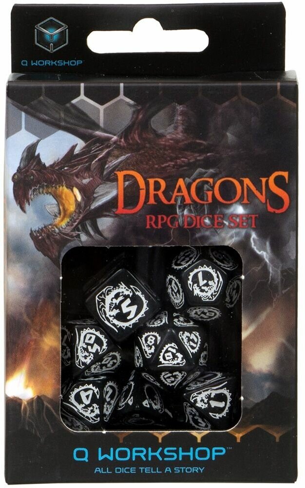 Набор кубиков Dragons, 7 шт, Black/White