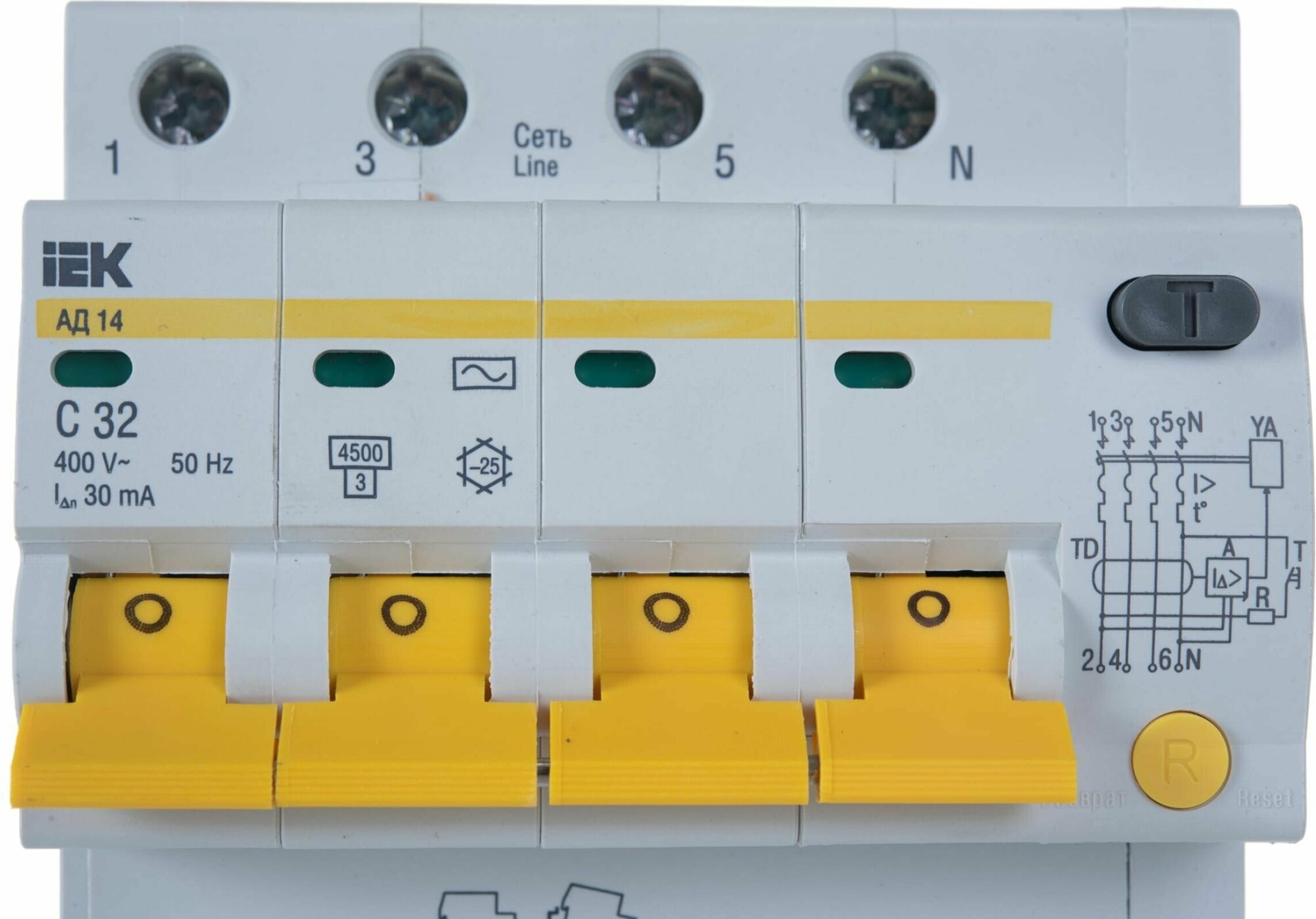 АД-14 MAD10-4-025-C-030 Автоматический выключатель дифференциального тока четырехполюсный 25А (тип AC, 4.5 кА) IEK - фото №17
