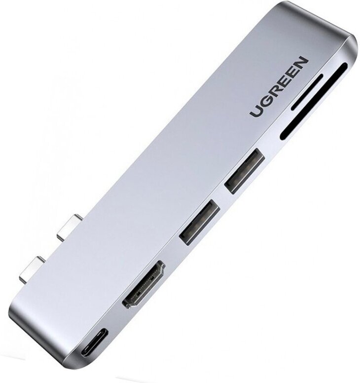 Мульти Хаб UGREEN CM380 (80856) USB-C 6-in-1 Multifunction Adapter серый