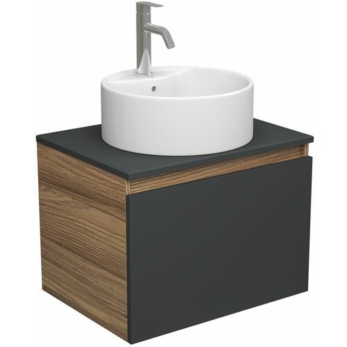 Комплект для ванной, 3 предмета (тумба Bau Dream 60, графит + раковина накладная BAU Element D40, с отверстием под смеситель, смеситель Dream)