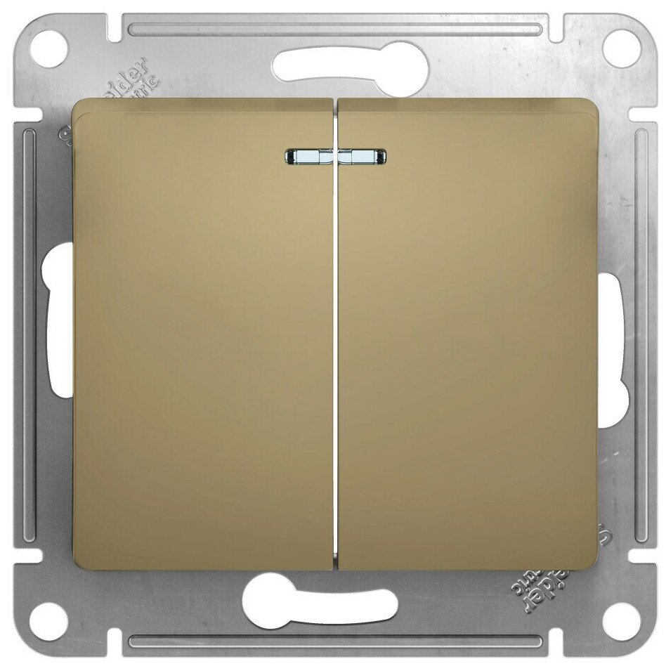 Glossa GSL000453 Выключатель двухклавишный с подсветкой (10 А, под рамку, скрытая установка, титан) Schneider Electric - фото №1